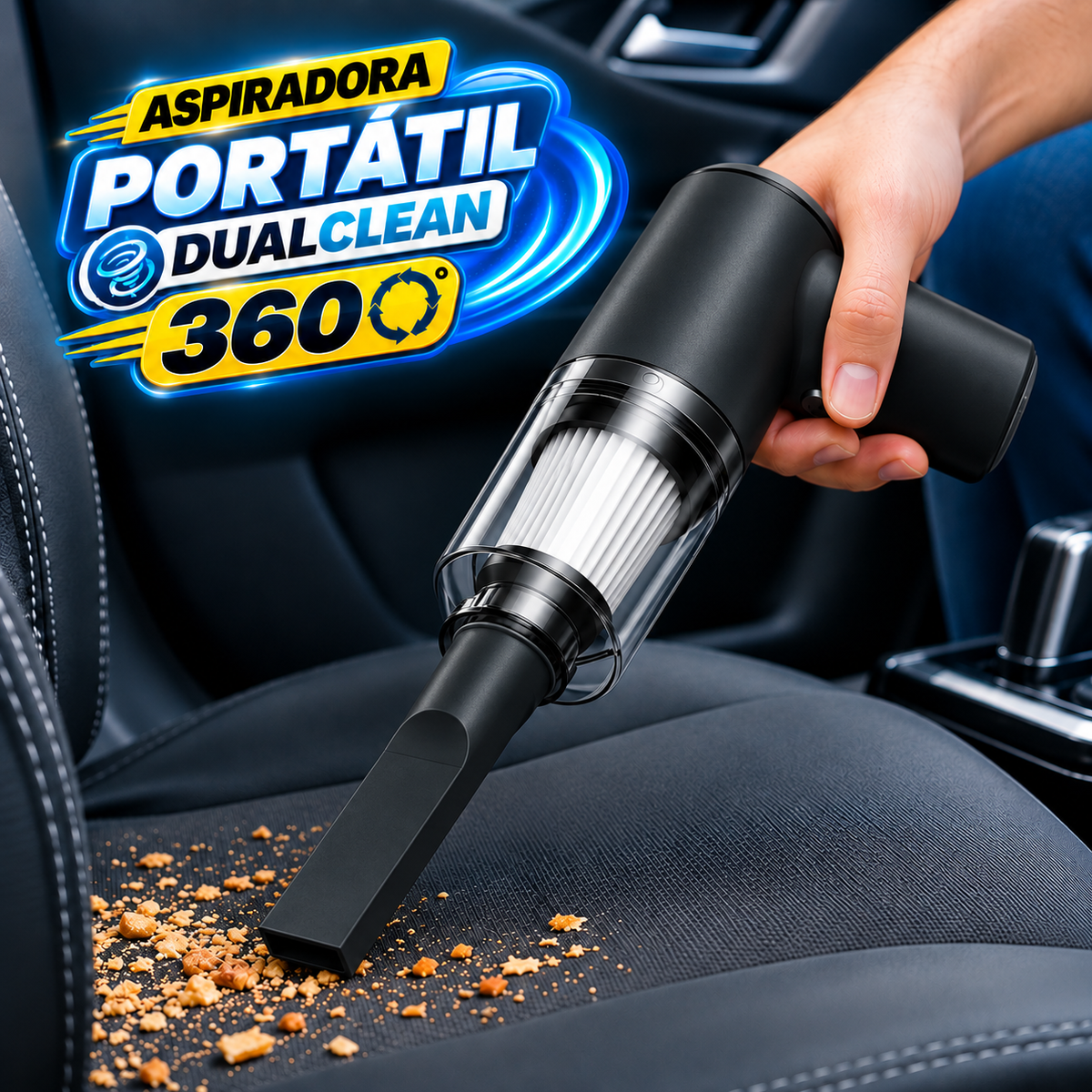 DualClean 360° — Aspiradora Portátil 3 en 1